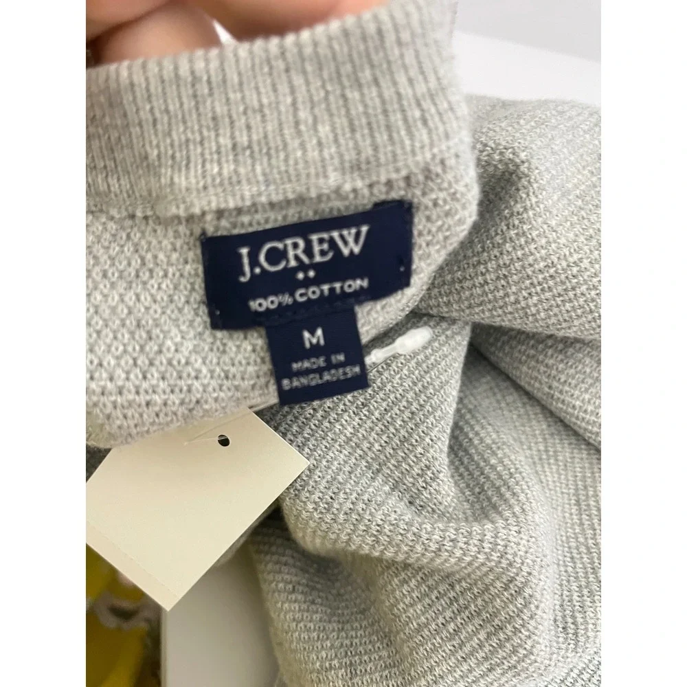 J.Crew Crewneck Sweater Men's Medium Grey 100% Cotton Textured‎ Raglan CD617
